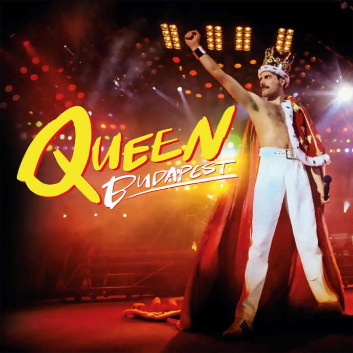 Freddie Mercury wearing a crown and cape in official Queen Budapest anniversary artwork